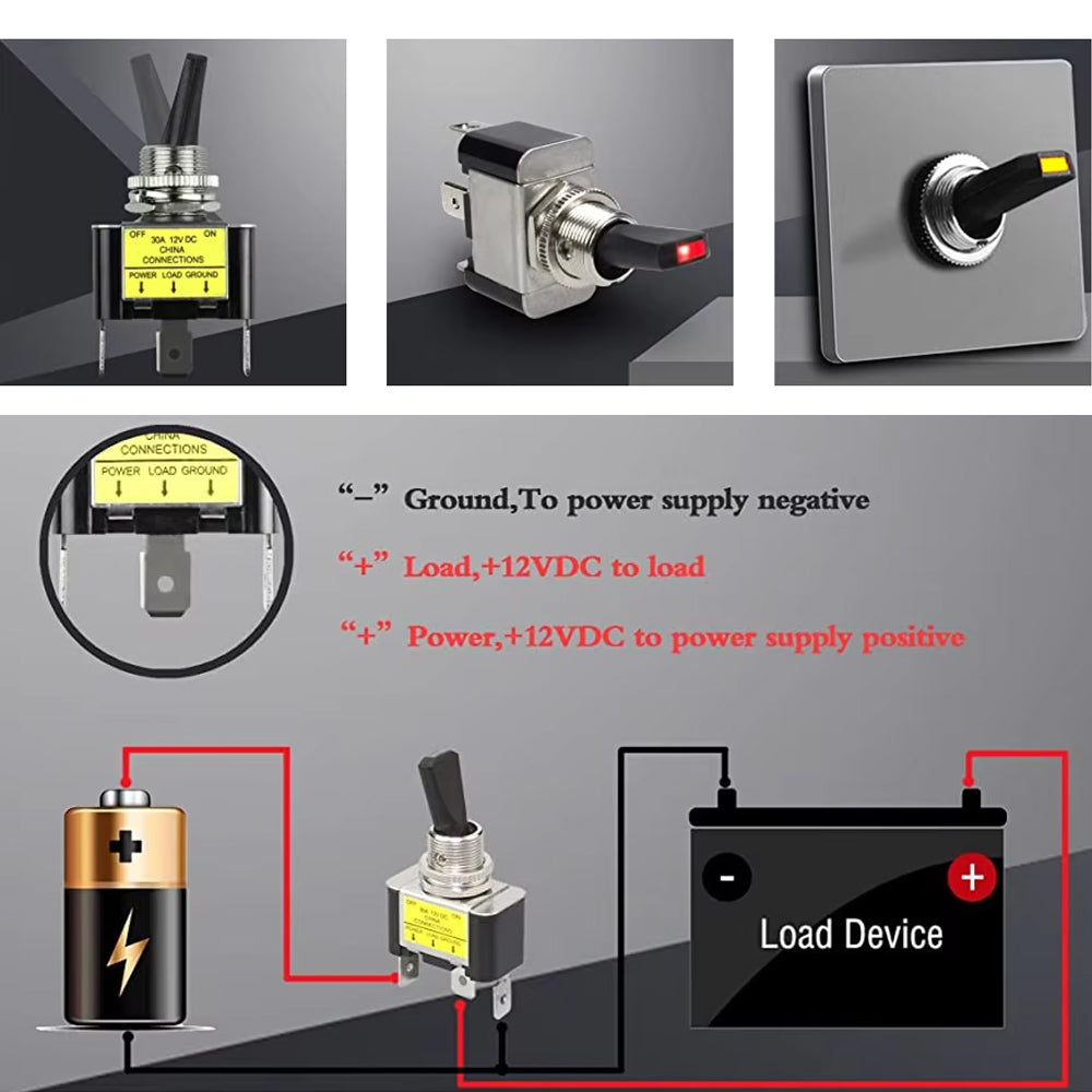 Yellow LED 30A 12V Toggle Switch 2 Position SPST ON Off Car Boat Toggle Switch
