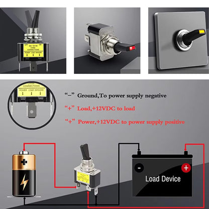 Yellow LED 30A 12V Toggle Switch 2 Position SPST ON Off Car Boat Toggle Switch