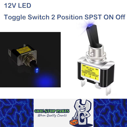 Blue LED 30A 12V Toggle Switch 2 Position SPST ON Off Car Boat Toggle Switch
