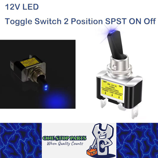 Blue LED 30A 12V Toggle Switch 2 Position SPST ON Off Car Boat Toggle Switch