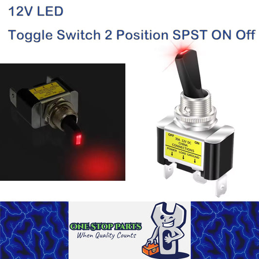 Red LED 30A 12V Toggle Switch 2 Position SPST ON Off Car Boat Toggle Switch