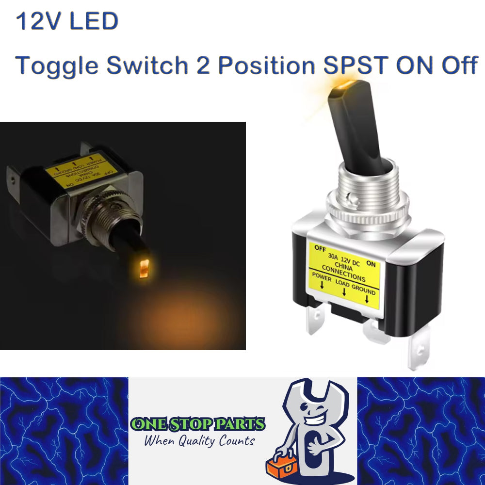 Yellow LED 30A 12V Toggle Switch 2 Position SPST ON Off Car Boat Toggl ...