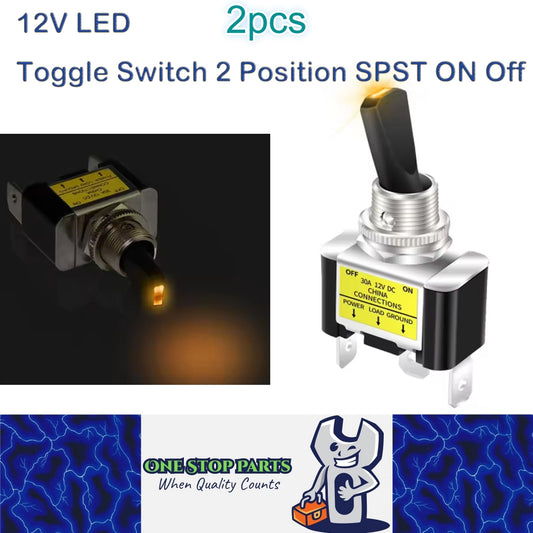 2pcs Yellow LED 30A 12V Toggle Switch 2 Position SPST ON Off Car Boat Switch