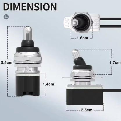 4 x Toggle Switch 12mm 12V 10A SPST 2 Pin On/Off 15CM Wire for Car Boat Marine