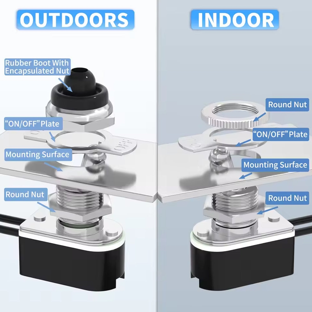 4 x Toggle Switch 12mm 12V 10A SPST 2 Pin On/Off 15CM Wire for Car Boat Marine