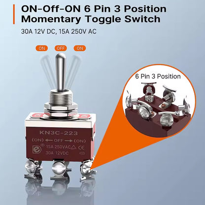 5 x Toggle Switch 12V 30A On/Off/On 6 Pin DPDT Car Boat Toggle Switch with Boot