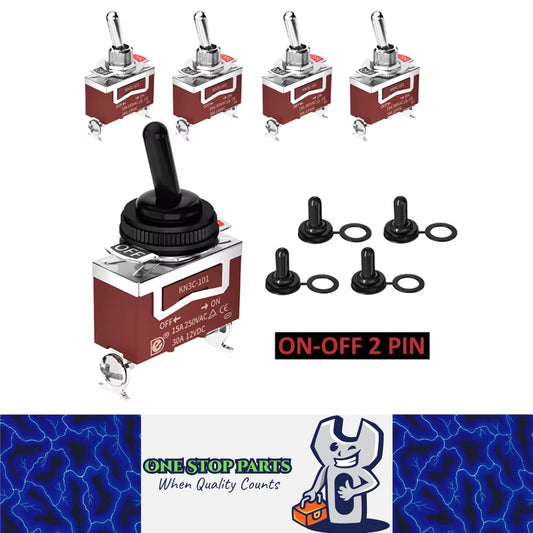 5 x 30A Toggle Switch 12V On/Off 2 Pin SPST Car Boat Toggle Switch with Boot Cap