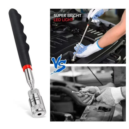 Telescopic Magnetic Pen Magnet Pick Up Tool Extendable Suction Rod with Light