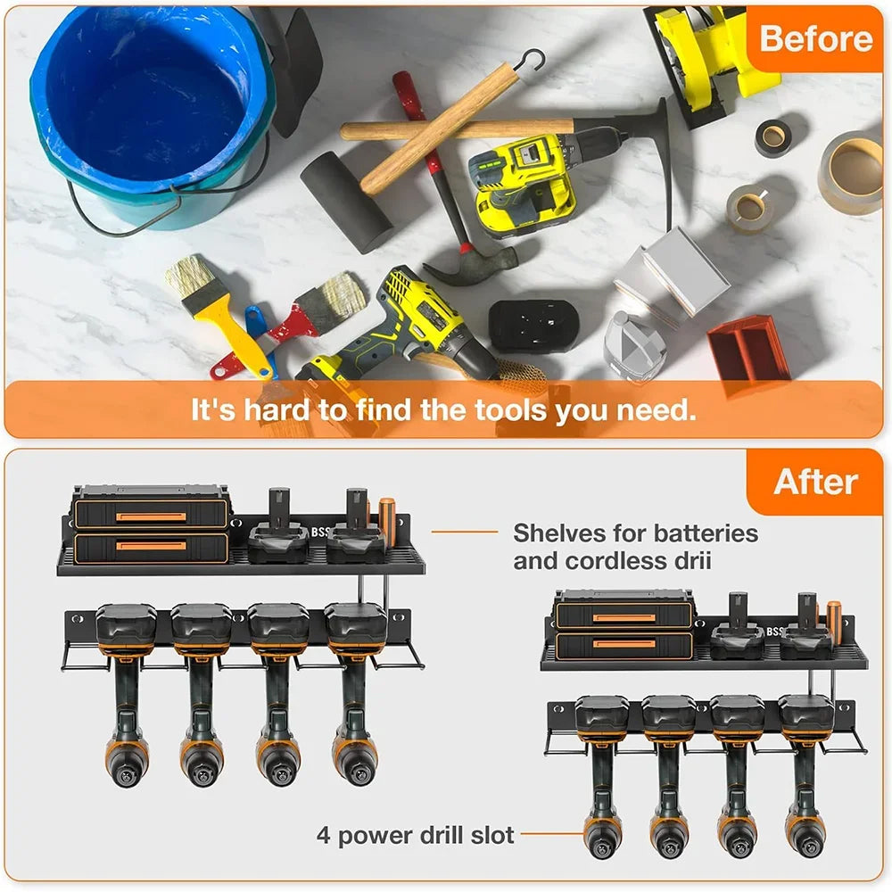 2 x Power Tool Wall Mount Holder Heavy Duty Pegboard Wall Storage Rack Tool Set