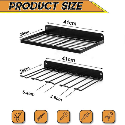 2 x Power Tool Wall Mount Holder Heavy Duty Pegboard Wall Storage Rack Tool Set