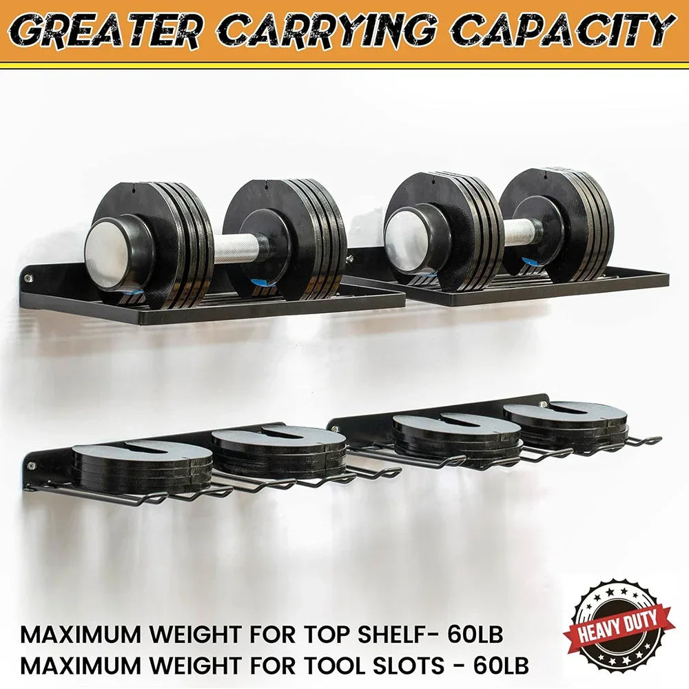 2 x Power Tool Wall Mount Holder Heavy Duty Pegboard Wall Storage Rack Tool Set