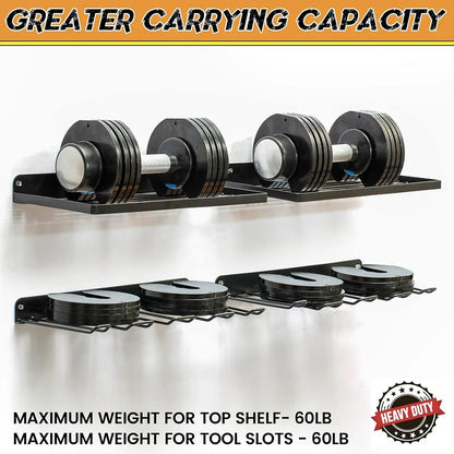 2 x Power Tool Wall Mount Holder Heavy Duty Pegboard Wall Storage Rack Tool Set