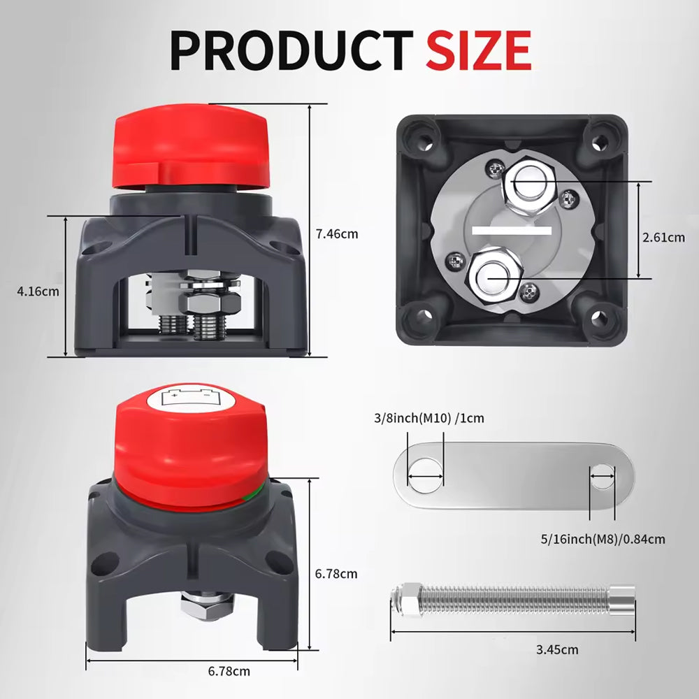 275A Top Post Battery Disconnect Switch 12-48V RV Car Boat Marine Cut Off Switch