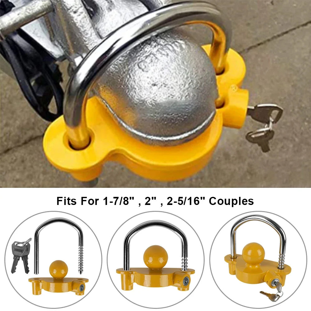Trailer Coupler Hitch Lock Tow Ball Security Anti-Theft U-Shape Trailer Lock