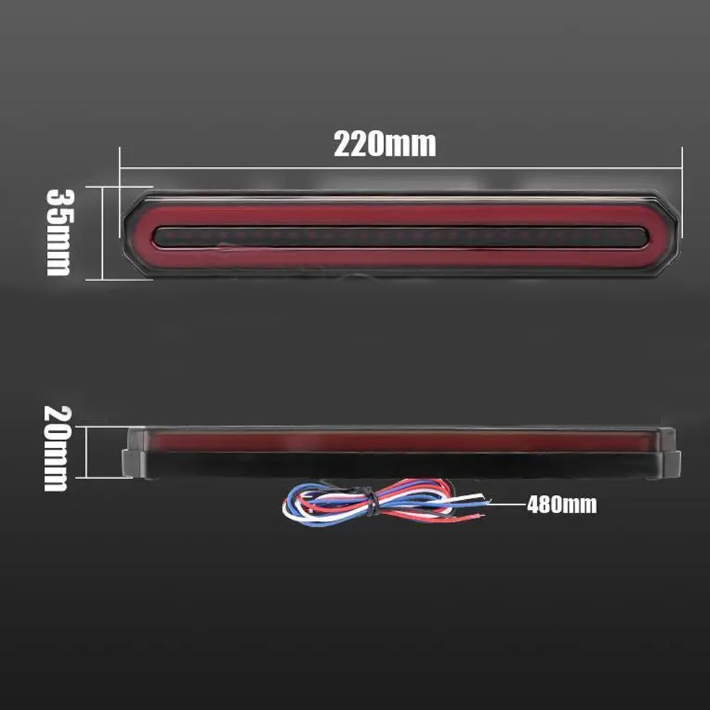 2pcs 3 in 1 LED Tail Light 220x35mm Stop/Tail/Indicator/DRL for Trailer Truck