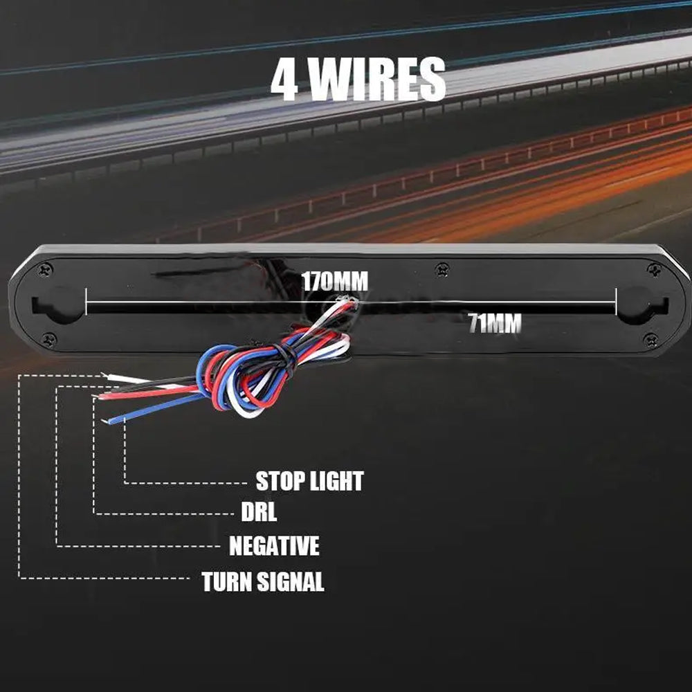 2pcs 3 in 1 LED Tail Light 220x35mm Stop/Tail/Indicator/DRL for Trailer Truck