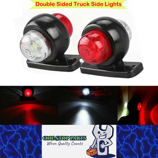 2 x LED Side Marker Light Red White Trailer Truck Caravan Indicator Marker Lamp