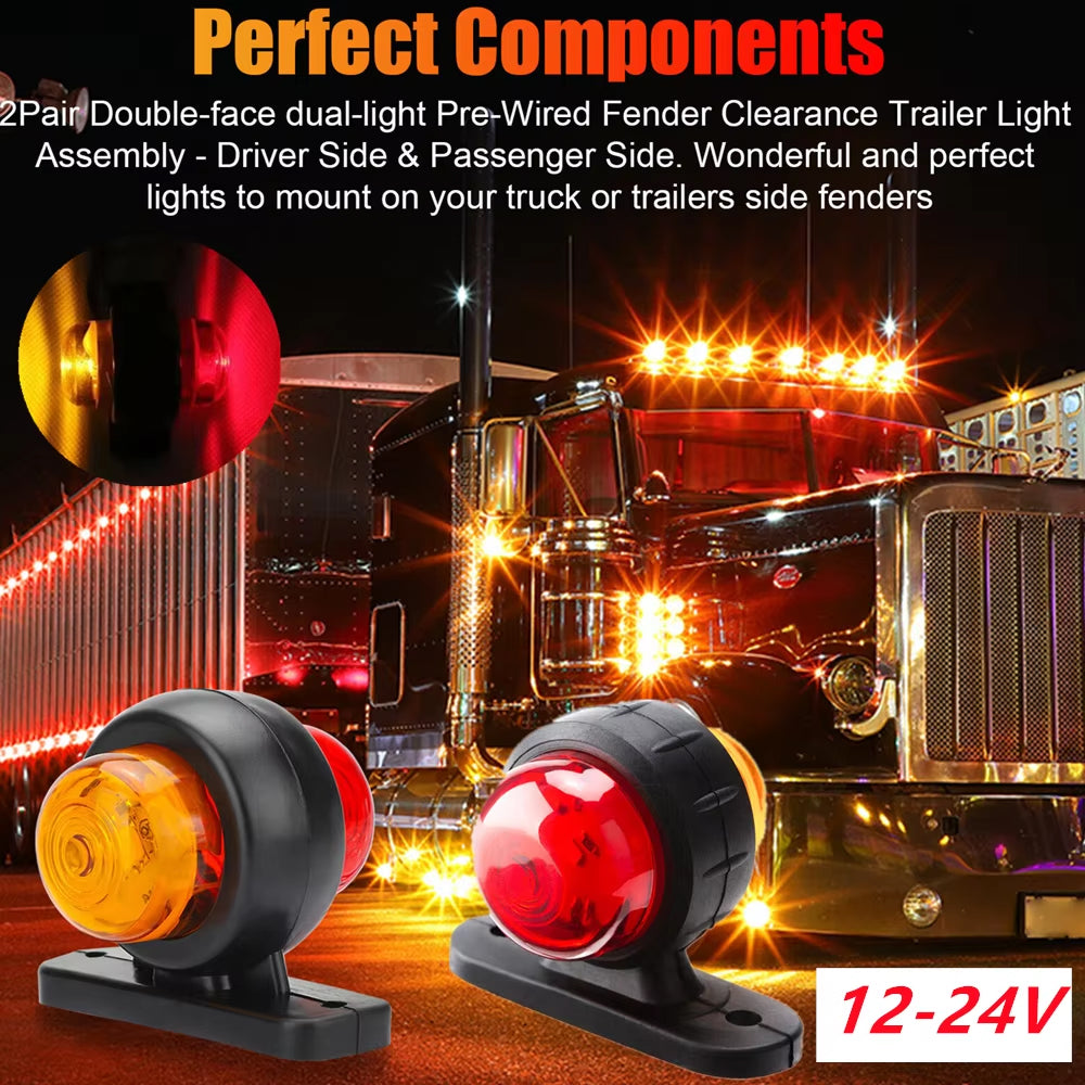 4 x LED Side Marker Light Red Amber Trailer Truck Caravan Signal Marker Lamp