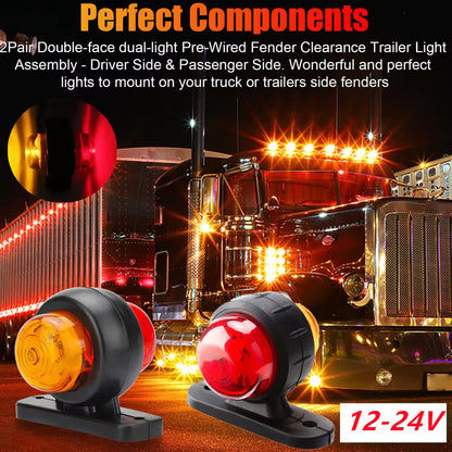 4 x LED Side Marker Light Red Amber Trailer Truck Caravan Signal Marker Lamp