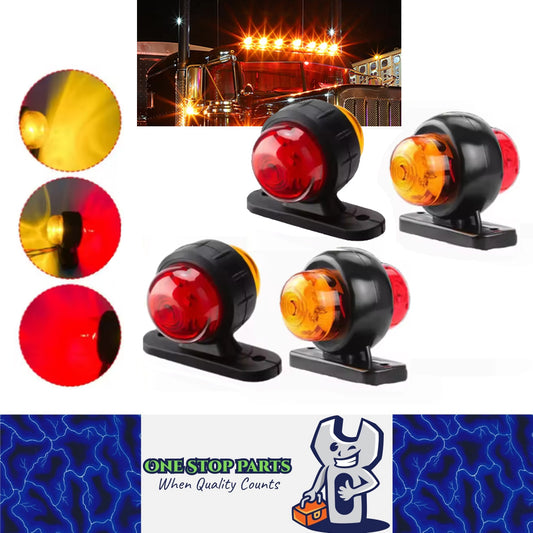 4 x LED Side Marker Light Red Amber Trailer Truck Caravan Signal Marker Lamp