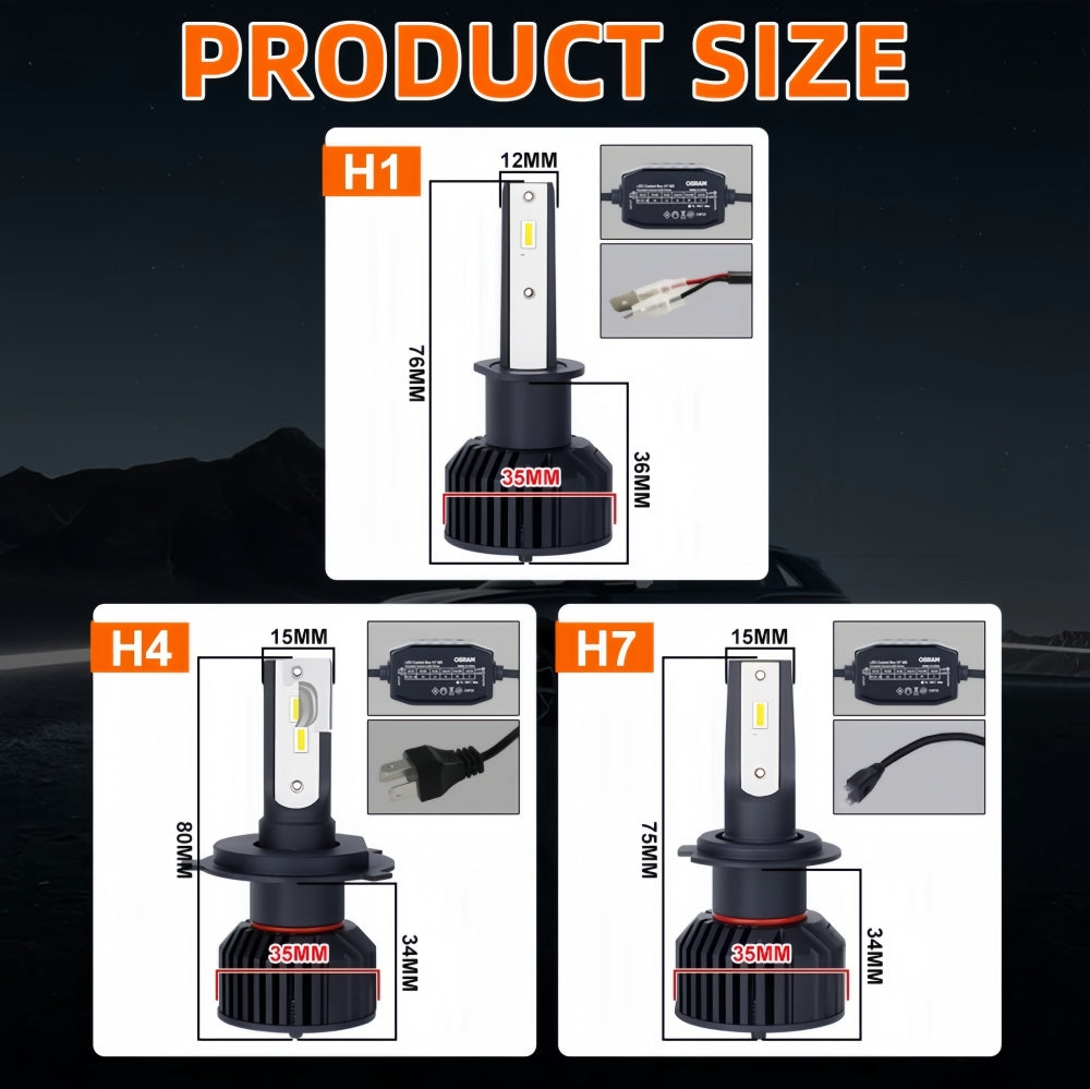 2 x Osram H4 LED Globes 24V 6500K 45W LED Truck Headlight Super Bright H4 Bulbs
