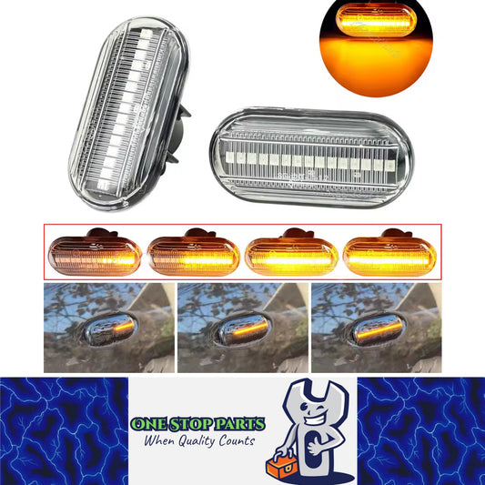 2 x Dynamic LED Side Marker Lights Turn Signal Lamps for Nissan Opel Renault