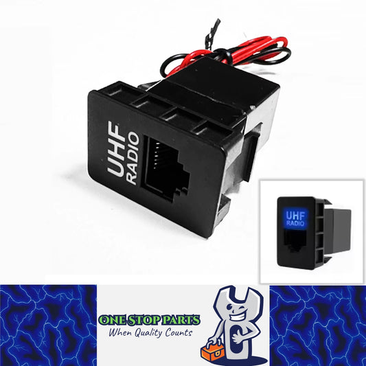 UHF Radio Mike In Dash Socket Blue LED Socket For 33mm x 22mm Hole