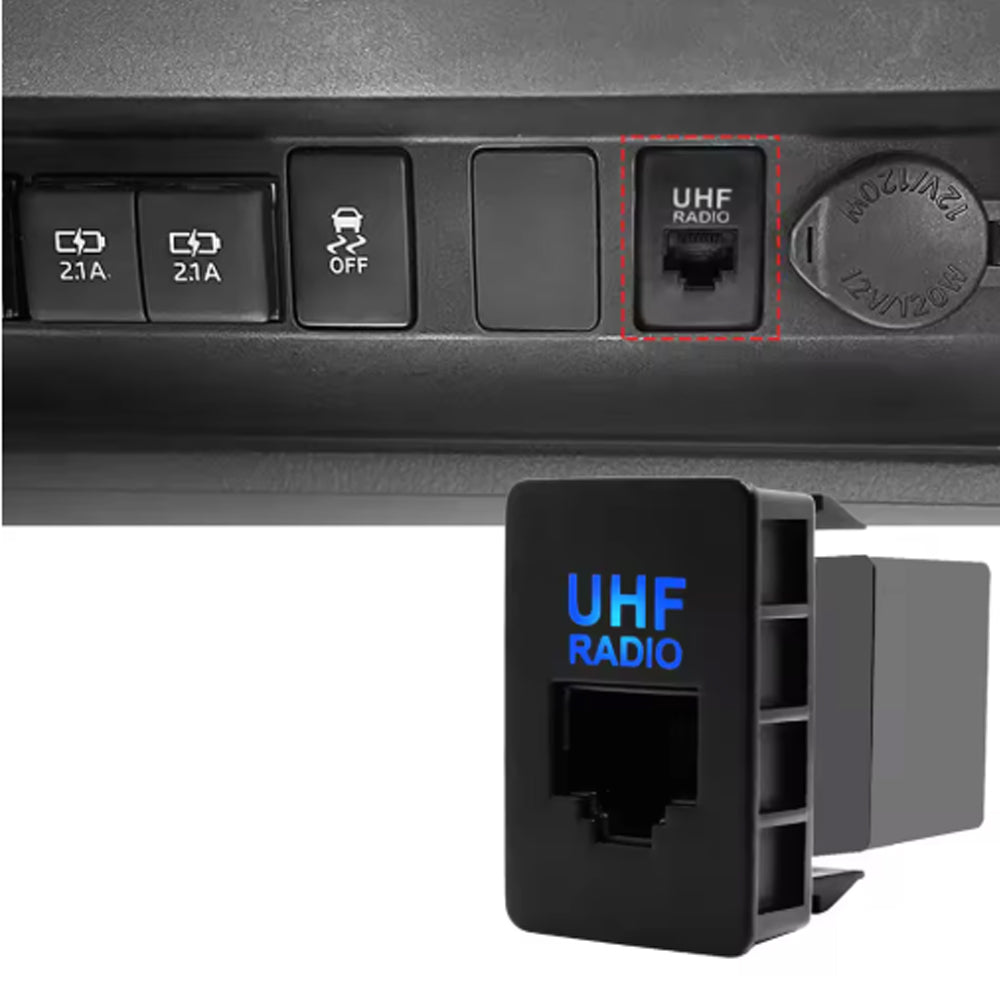 UHF Radio Mike In Dash Socket Blue LED Socket For 33mm x 22mm Hole