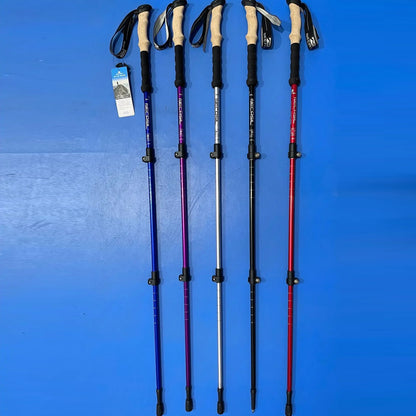 2pcs Black Ultralight Trekking Poles Folding Aluminum Walking Stick Hiking Canes