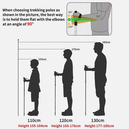 2pcs Silver Ultralight Trekking Poles Folding Aluminum Walking Stick Hiking Cane