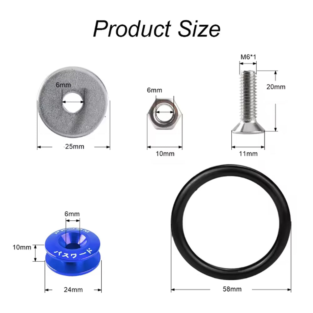 Universal Quick Release Fasteners Kit for Car Front Rear Bumper Hatch Cover
