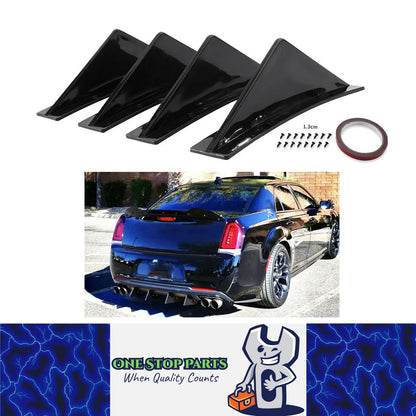 4 x Universal Rear Bumper Diffuser Lip Spoiler Fin Trim for Car Scratch Guard