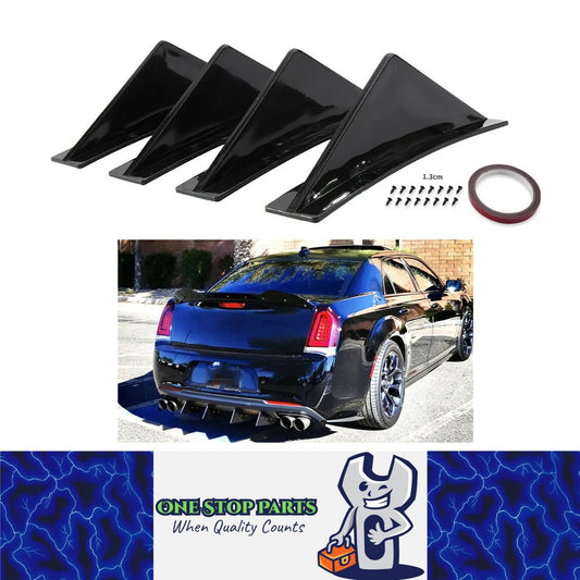 4 x Universal Rear Bumper Diffuser Lip Spoiler Fin Trim for Car Scratch Guard