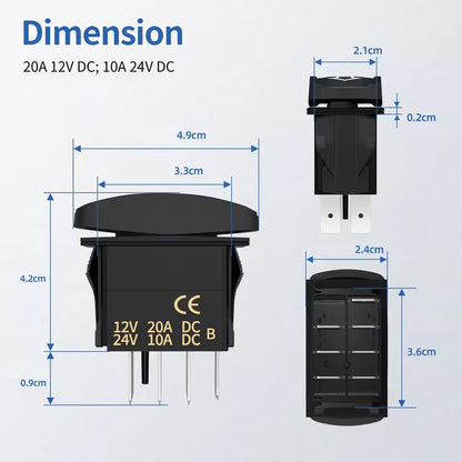 UP Down Reverse Polarity Momentary Switch 12V-24V DPDT Polarity Reversing Switch