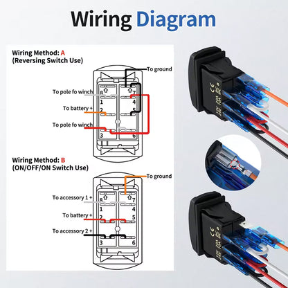 UP Down Reverse Polarity Momentary Switch 12V-24V DPDT Polarity Reversing Switch