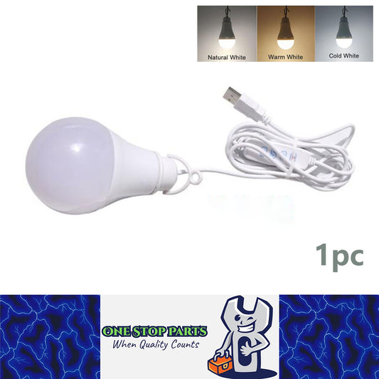 USB 10w Dimmable Light Bulb with Inline Switch with 2 Meter Cable (1pc)