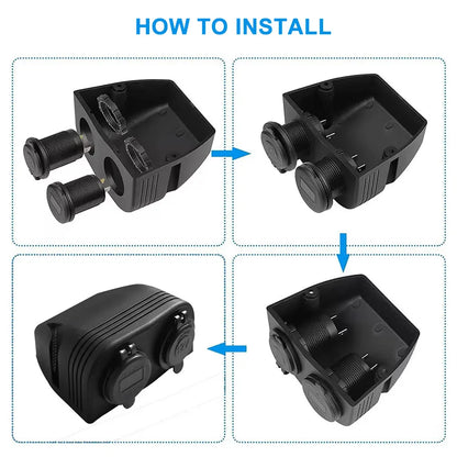 Tent Type Panel Cigarette Lighter Socket + PD USB C & QC3.0 USB Charger & Switch