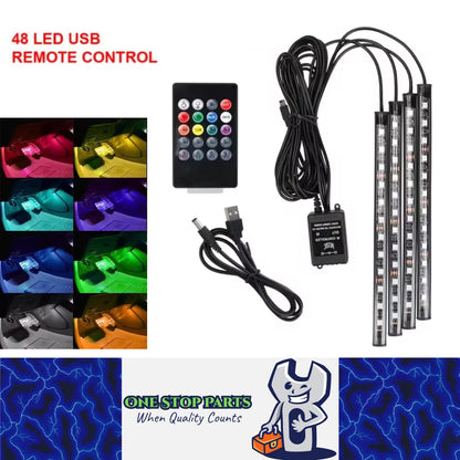 LED Car RGB Ambient Lights Remote Control LED Strip USB Interior Atmosphere Lamp