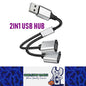 USB Male Splitter to 2x Type C Female Adaptor ideal in car Run Multi Accessories