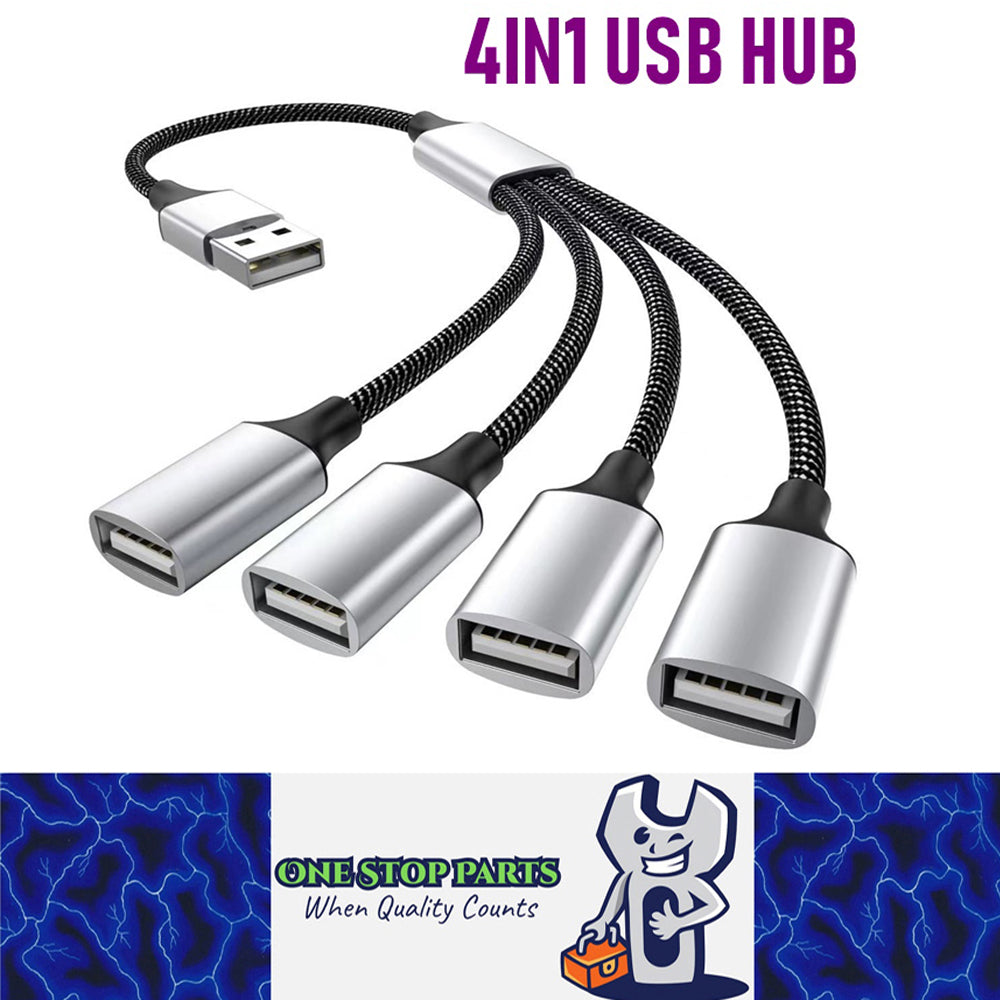 USB Male Splitter to 4 x USB Female Adaptor ideal in car Run Multi Acc ...
