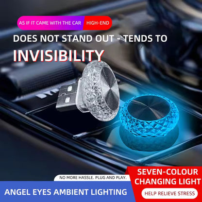 Ice Blue USB Mini LED Decorative Atmosphere Lamp For Car Interior Plug Play