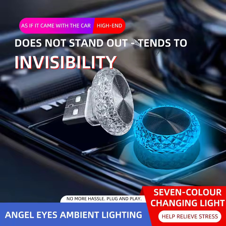 White USB Mini LED Decorative Atmosphere Lamp For Car Interior Plug Play