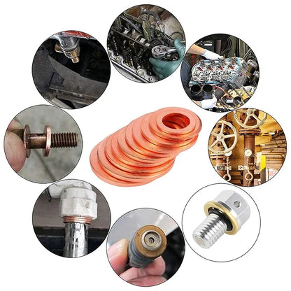 400 x Assorted Copper Sump Plug Washers M5 M6 M8 M10 M12 M14 Suits Most Vehicles