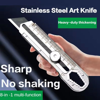 Utility Knife Box Cutter Multitool Stainless Steel Cutter Knife with 10pcs Blade