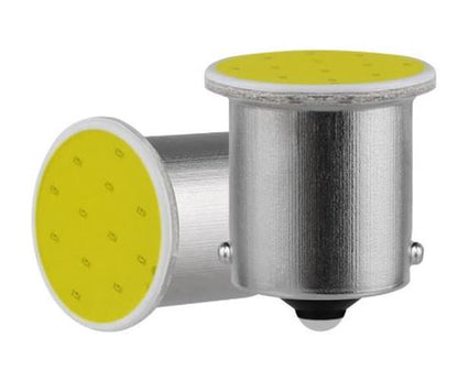 50 x Yellow BA15S 1156 12V COB Style Yellow Flat Face LEDs (50pcs)