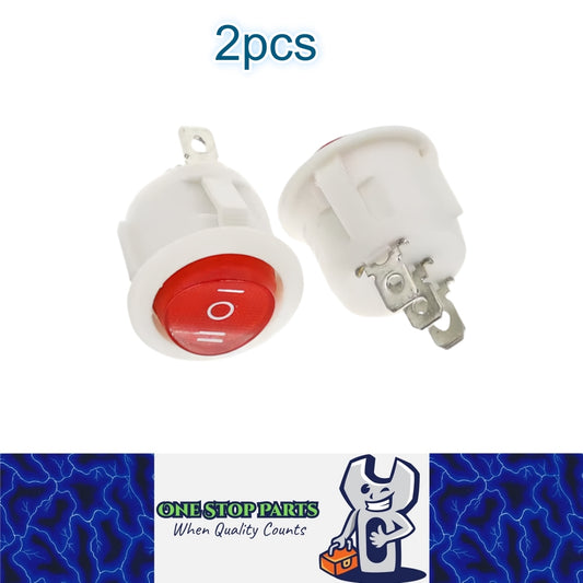 2 x Round Rocker Switch Car Boat Dashboard 3 Pin ON/OFF/ON Power Switch White