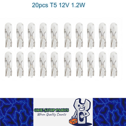 20 x 12V 1.2W T5 Wedge WARM WHITE Globes TYPE T-5mm Dashboard Coated Globes