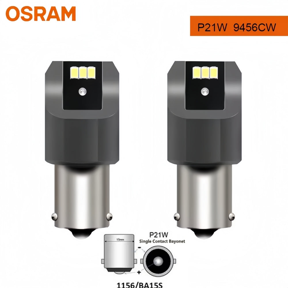2 x OSRAM 1156 BA15S Cool White LED Globes 12V P21W Signal Light Reverse Lamp