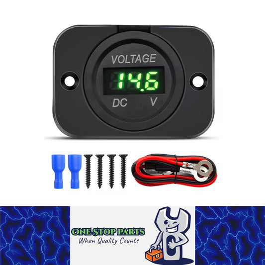 1 x Green LED Digital Voltmeter 12-24V Voltage Gauge Meter Panel with Cable