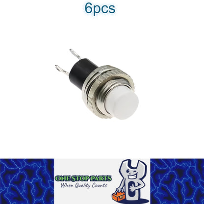 6 x White Push Button Switches Panel Mount 10mm Momentary OFF/ON SPST Switche Up